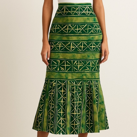 African Ankara Fit and Flare Traditional Wax Print Skirt from Nigeria L/XL - Picture 3 of 5
